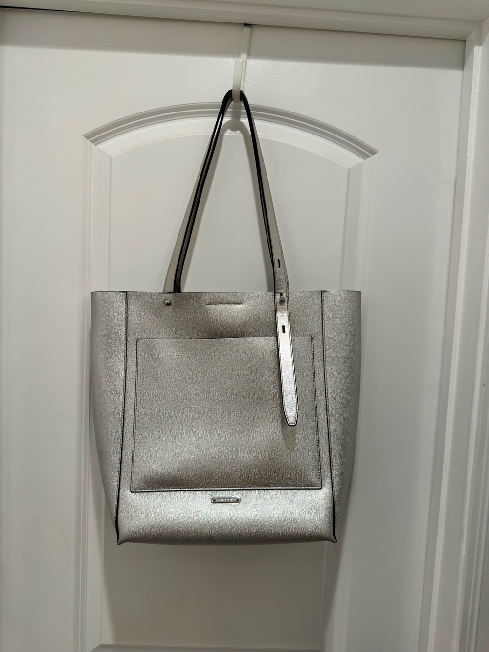 Rebecca Minkoff “Stella” north south metallic silver tote